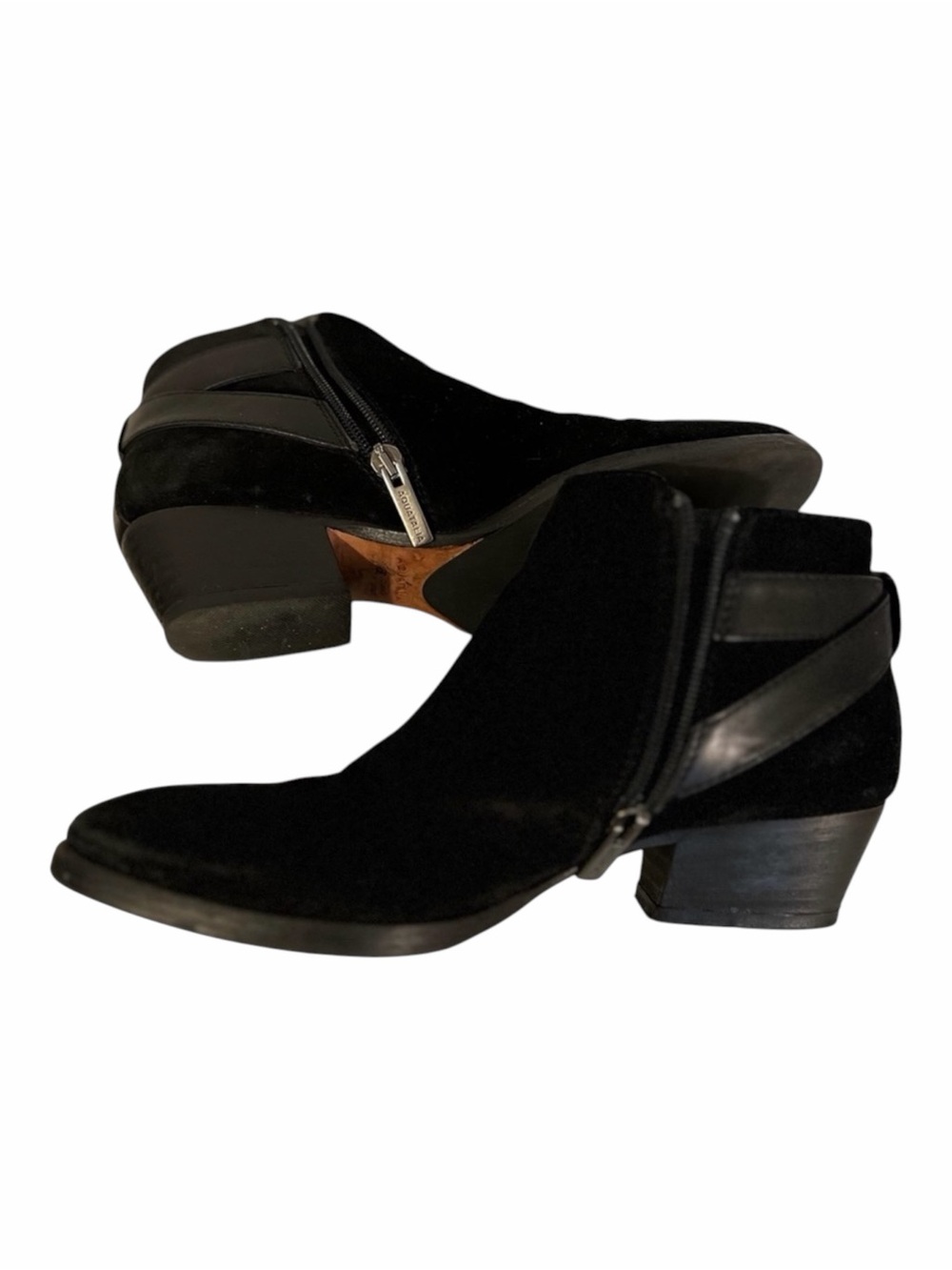 Aquatalia Farin Weatherproof Black Suede Heeled Bootie - Side Zipper Size 7